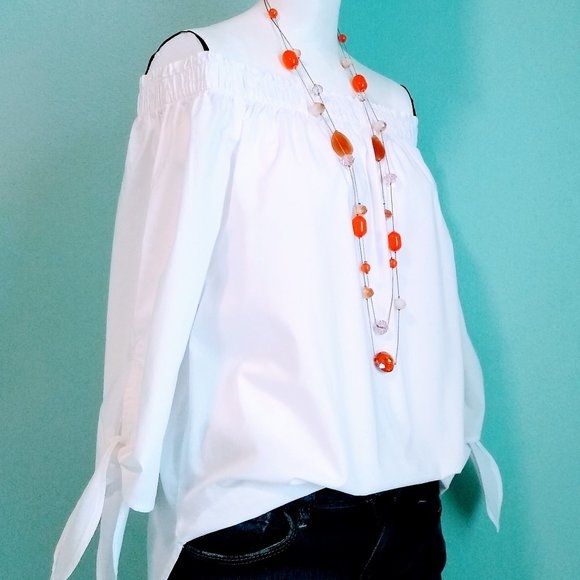 H&M White Peasant top Sz 4 - Picture 4 of 8